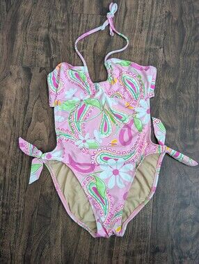 Lily Pulitzer 6 Pink Paisley Floral One-Piece Swimsuit
